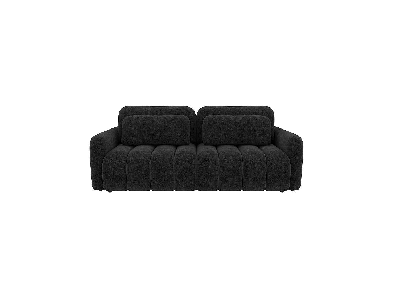 Divano letto 4 posti SOFA ALTO in ciniglia nero: comfort ultra morbido, pratica funzione letto e ampio vano contenitore