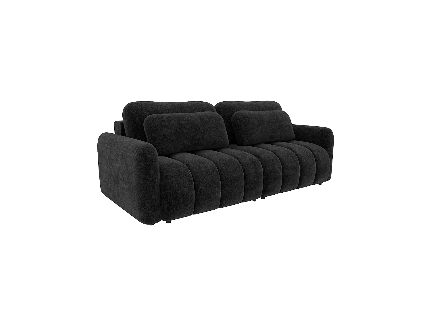 Divano letto 4 posti SOFA ALTO in ciniglia nero: comfort ultra morbido, pratica funzione letto e ampio vano contenitore