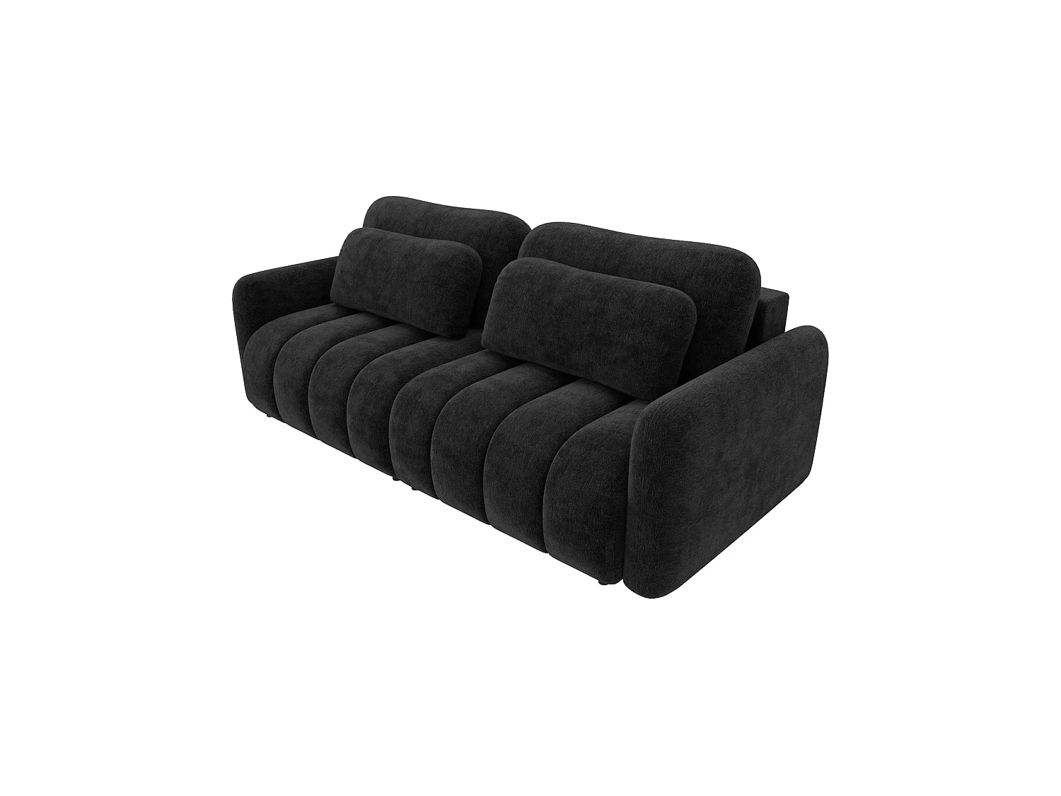 Divano letto 4 posti SOFA ALTO in ciniglia nero: comfort ultra morbido, pratica funzione letto e ampio vano contenitore
