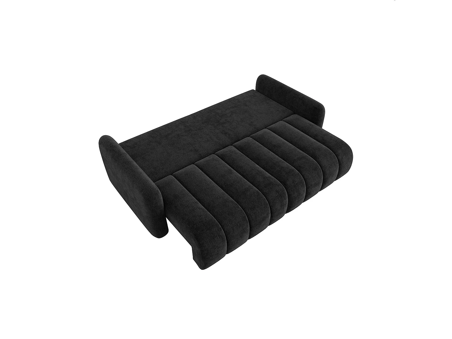 Divano letto 4 posti SOFA ALTO in ciniglia nero: comfort ultra morbido, pratica funzione letto e ampio vano contenitore