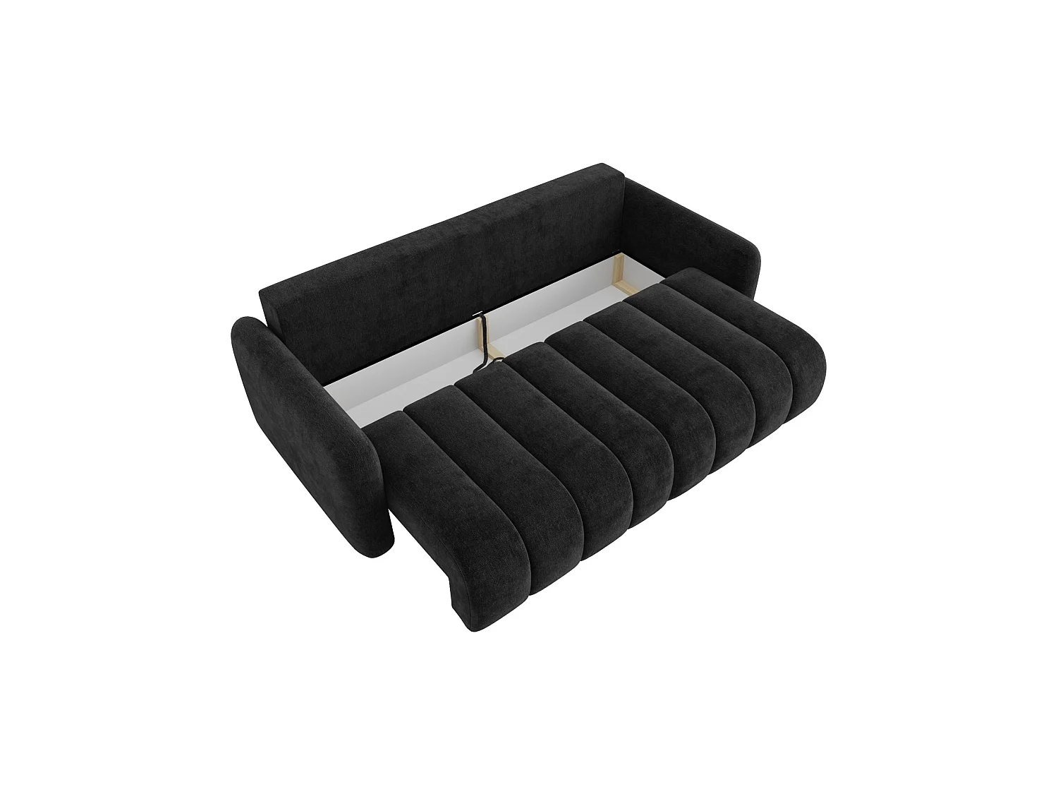 Divano letto 4 posti SOFA ALTO in ciniglia nero: comfort ultra morbido, pratica funzione letto e ampio vano contenitore