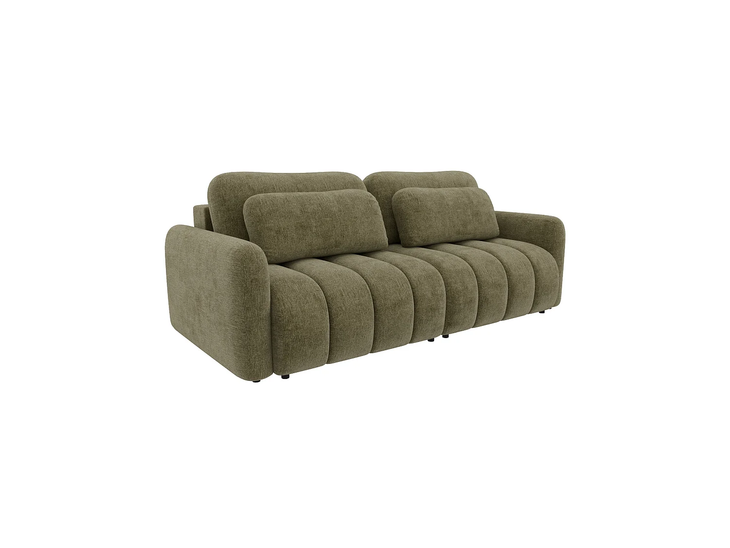 Divano letto 4 posti SOFA ALTO in ciniglia verde: comfort ultra morbido, pratica funzione letto e ampio vano contenitore