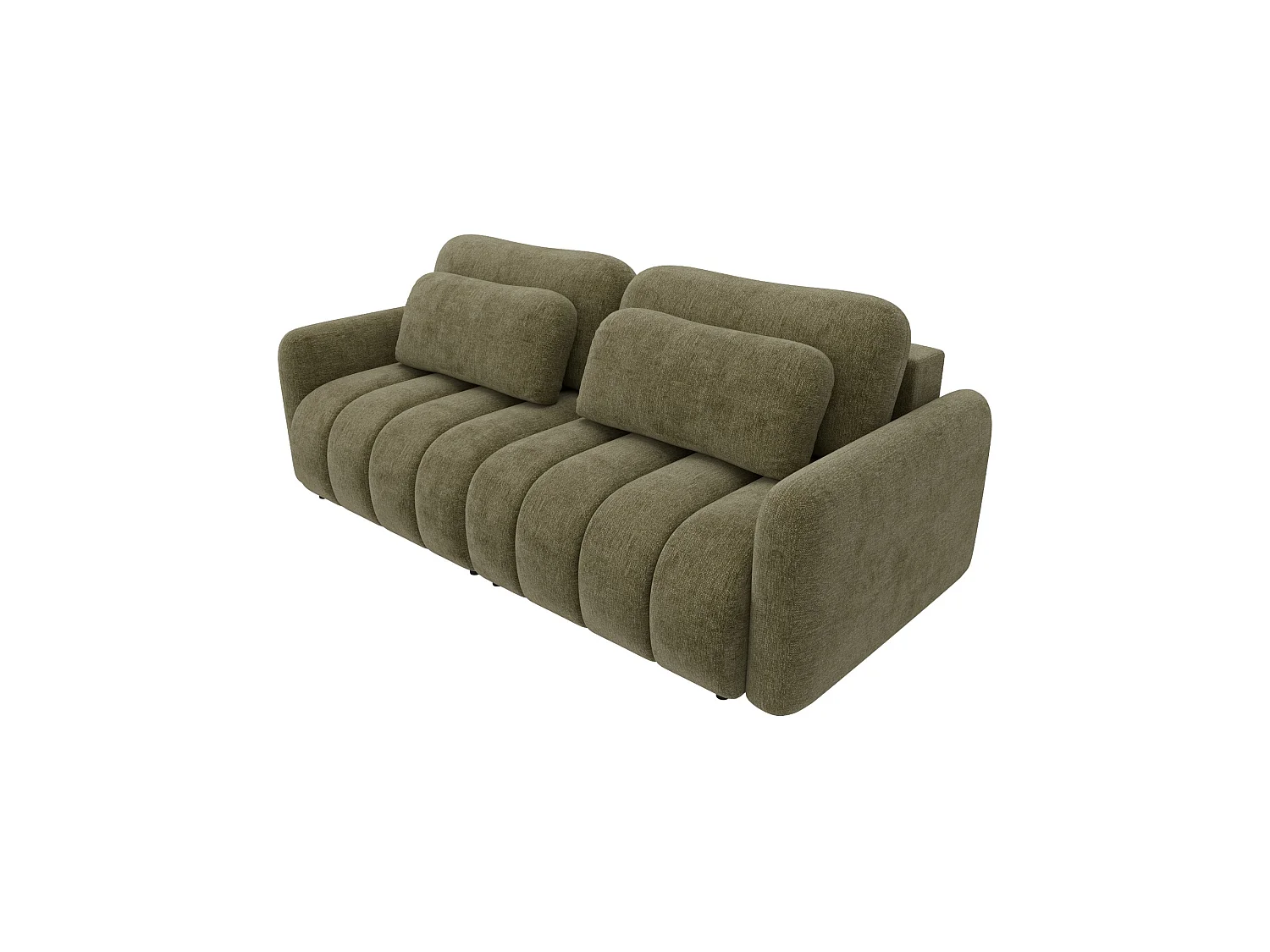 Divano letto 4 posti SOFA ALTO in ciniglia verde: comfort ultra morbido, pratica funzione letto e ampio vano contenitore