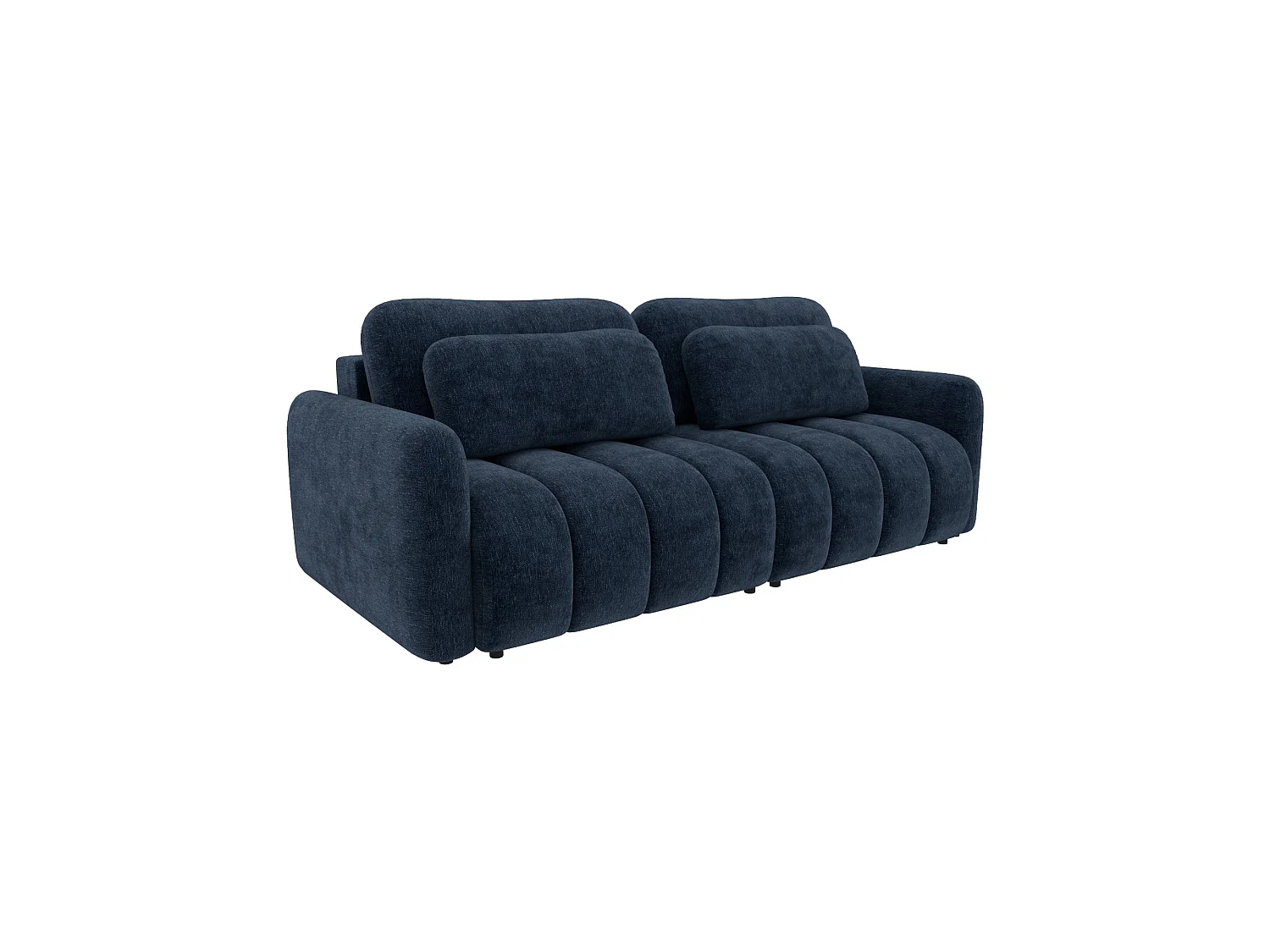 Divano letto 4 posti SOFA ALTO in ciniglia blu scuro: comfort ultra morbido, pratica funzione letto e ampio vano contenitore