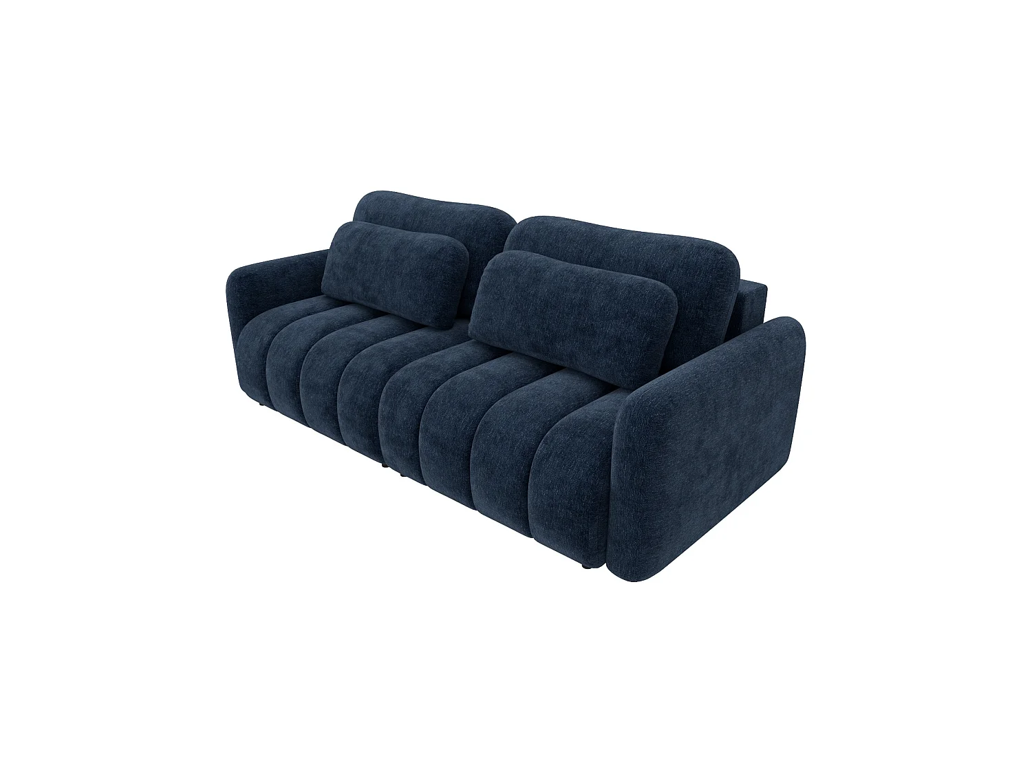 Divano letto 4 posti SOFA ALTO in ciniglia blu scuro: comfort ultra morbido, pratica funzione letto e ampio vano contenitore