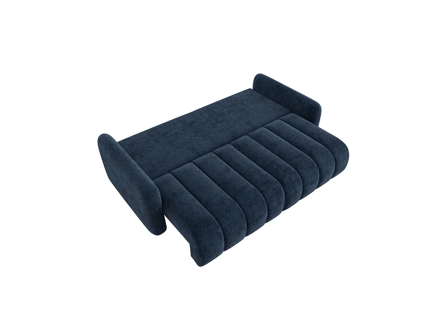 Divano letto 4 posti SOFA ALTO in ciniglia blu scuro: comfort ultra morbido, pratica funzione letto e ampio vano contenitore