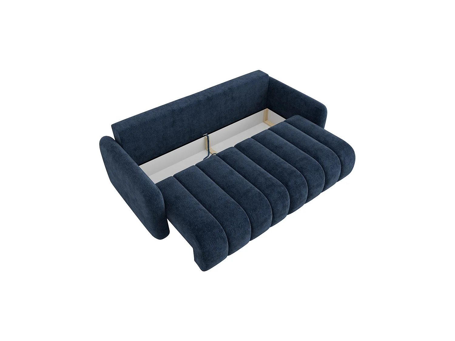 Divano letto 4 posti SOFA ALTO in ciniglia blu scuro: comfort ultra morbido, pratica funzione letto e ampio vano contenitore