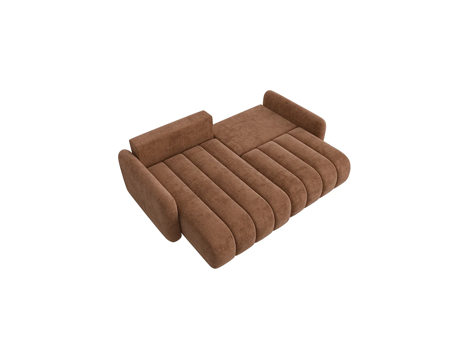 Canapé d’angle convertible ALTO L 4 places en chenille cuivré : élégance, douceur irrésistible, couchage pratique et grand coffre de rangement