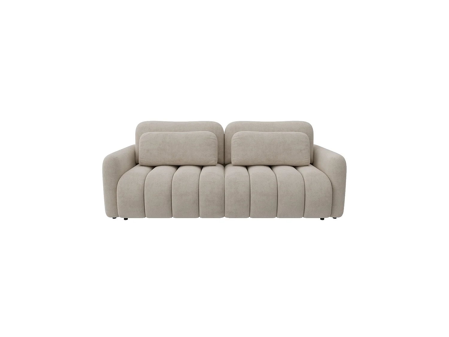 Canapé convertible 4 places SOFA ALTO en chenille beige : confort ultra moelleux, couchage pratique et grand coffre de rangement