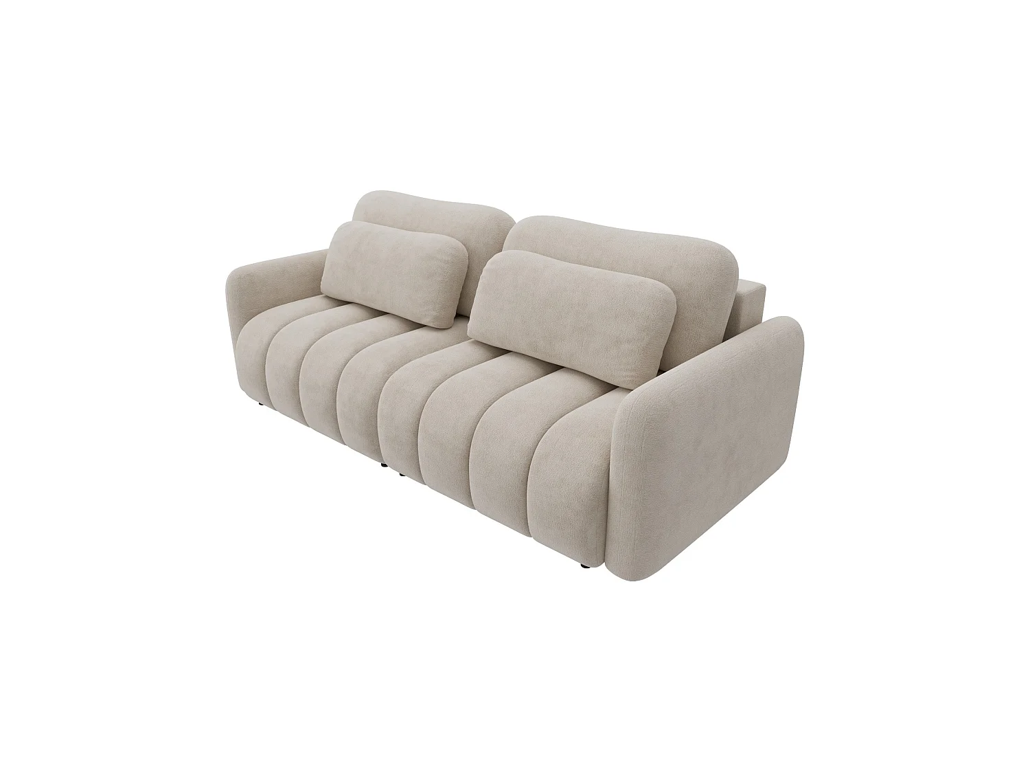 Canapé convertible 4 places SOFA ALTO en chenille beige : confort ultra moelleux, couchage pratique et grand coffre de rangement