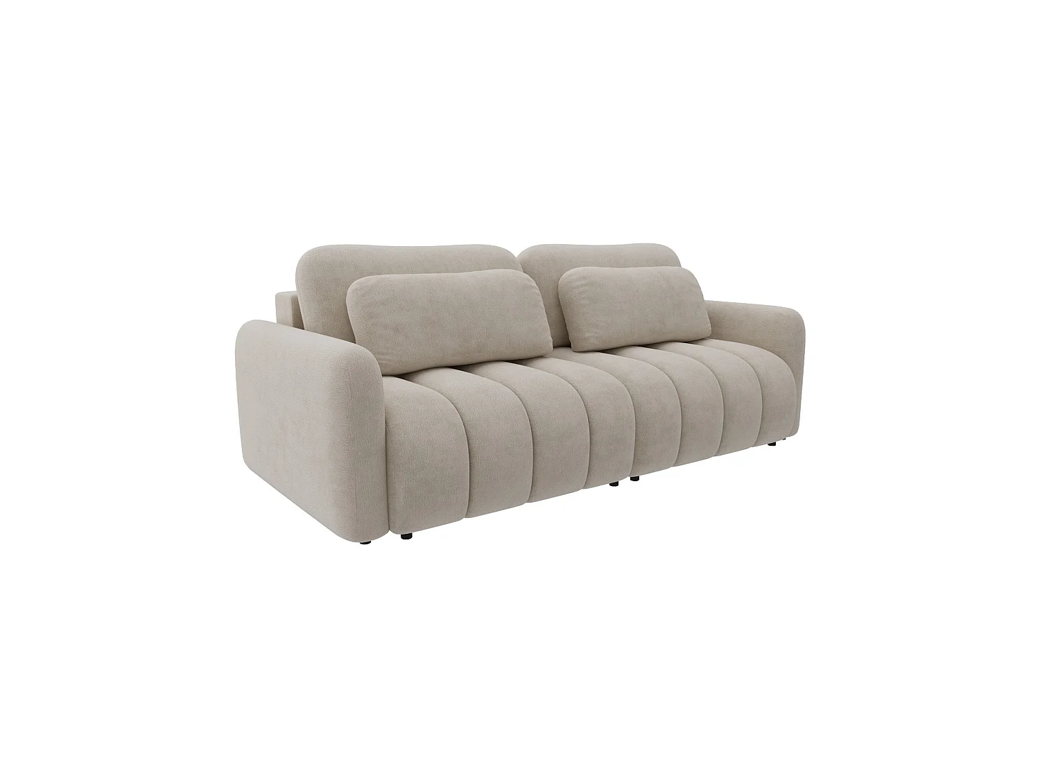 Canapé convertible 4 places SOFA ALTO en chenille beige : confort ultra moelleux, couchage pratique et grand coffre de rangement