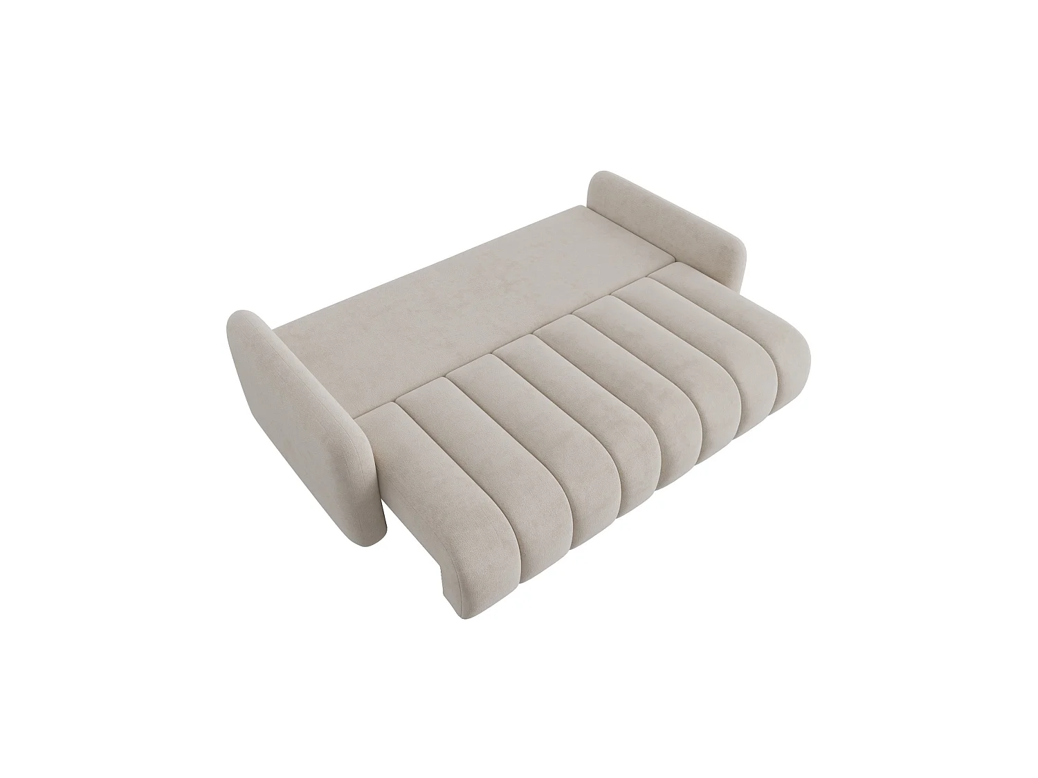Canapé convertible 4 places SOFA ALTO en chenille beige : confort ultra moelleux, couchage pratique et grand coffre de rangement