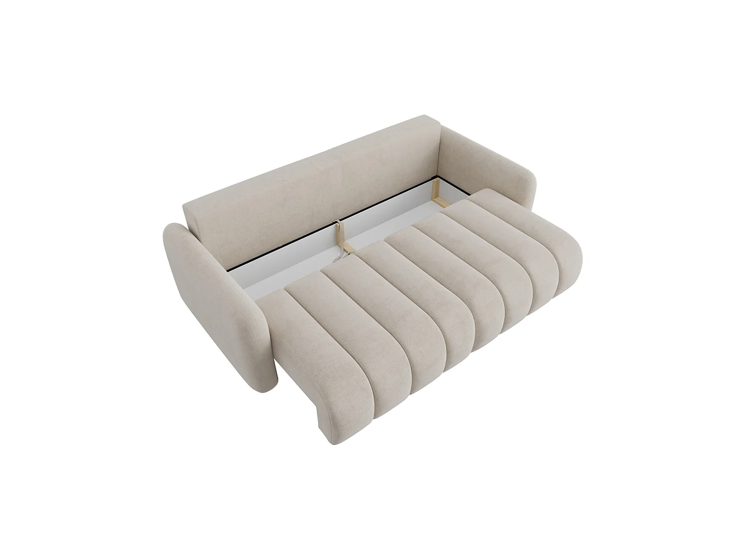 Canapé convertible 4 places SOFA ALTO en chenille beige : confort ultra moelleux, couchage pratique et grand coffre de rangement
