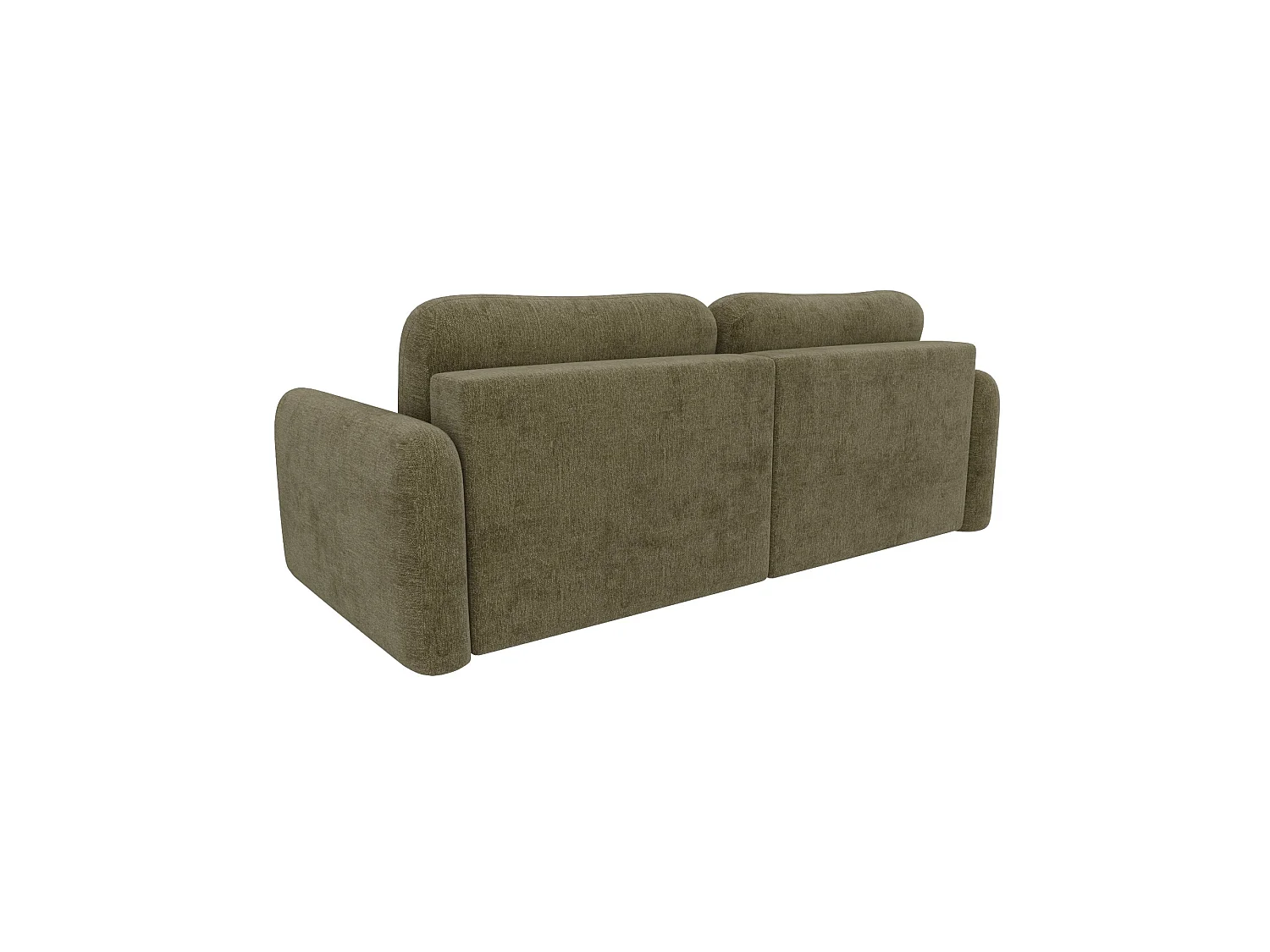 Divano angolare trasformabile ALTO L a 4 posti in ciniglia verde: eleganza, morbidezza irresistibile, funzione letto e ampio vano contenitore