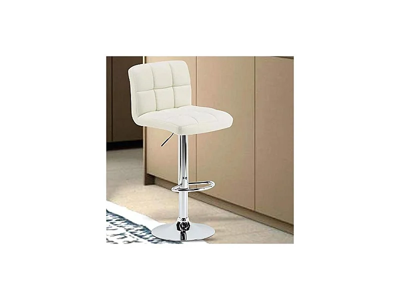 Set 2 Sgabelli da Bar Cucina Seduta Schienale in Ecopelle Bianco con Poggiapiedi