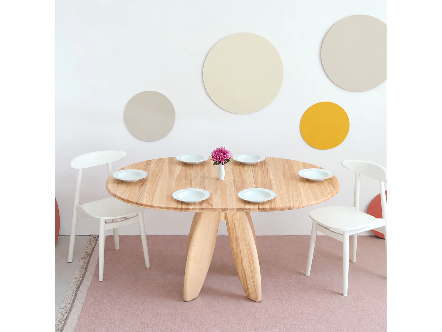Ronde uitschuifbare eettafel 120cm 6 personen Leaves van massief hout | essenhout naturel