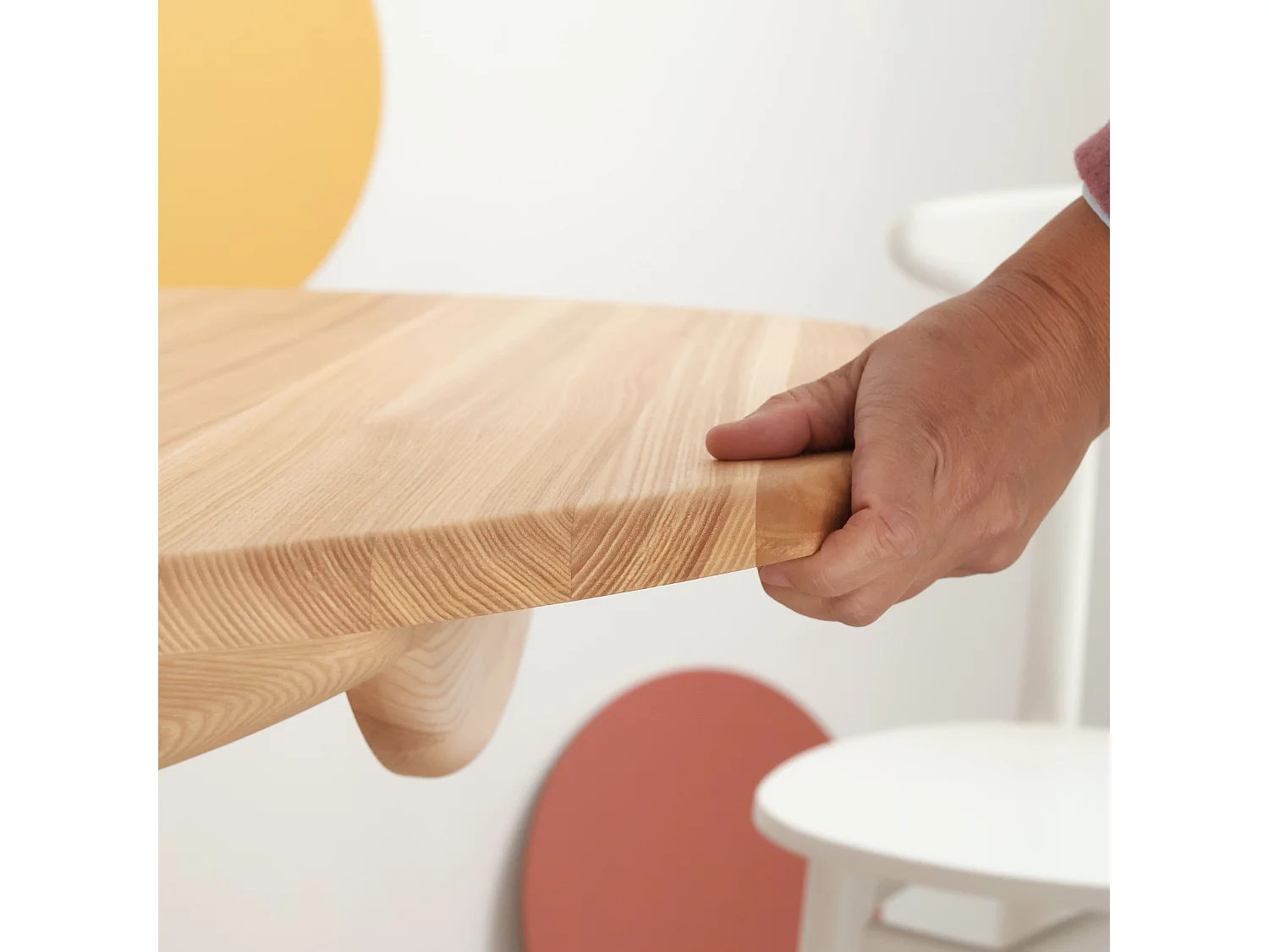 Ronde uitschuifbare eettafel 120cm 6 personen Leaves van massief hout | essenhout naturel