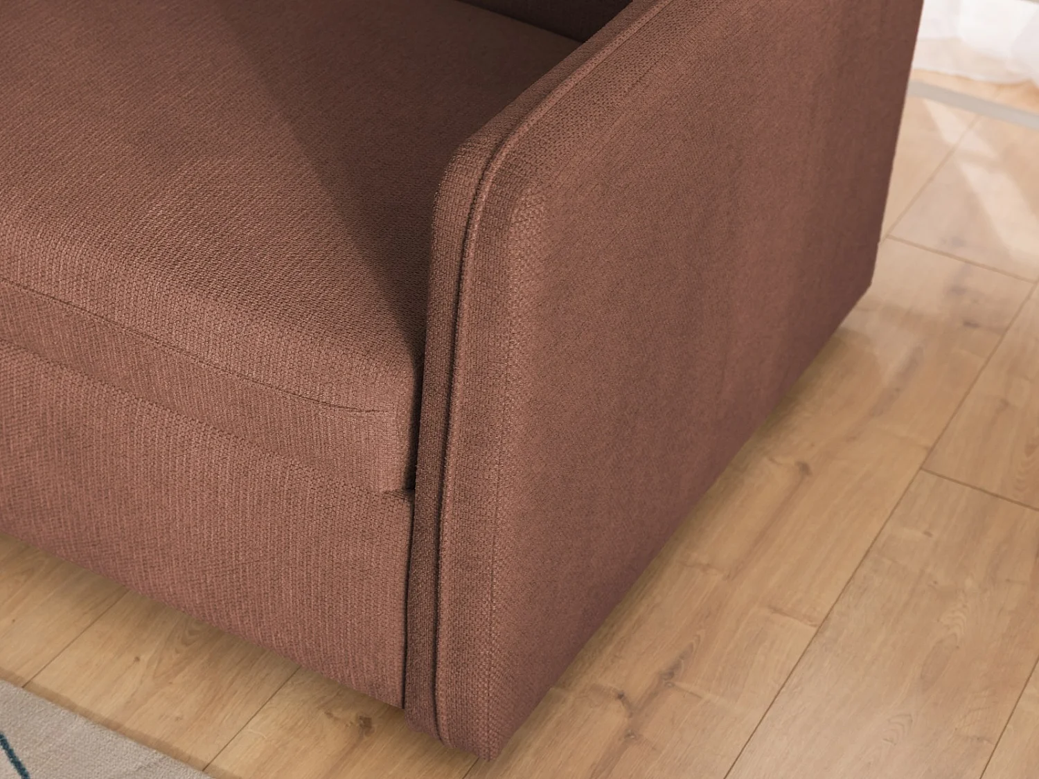 Canapé d’angle en tissu texturé avec appuie-têtes réglables, fonction couchage et coffre de rangement NIVO