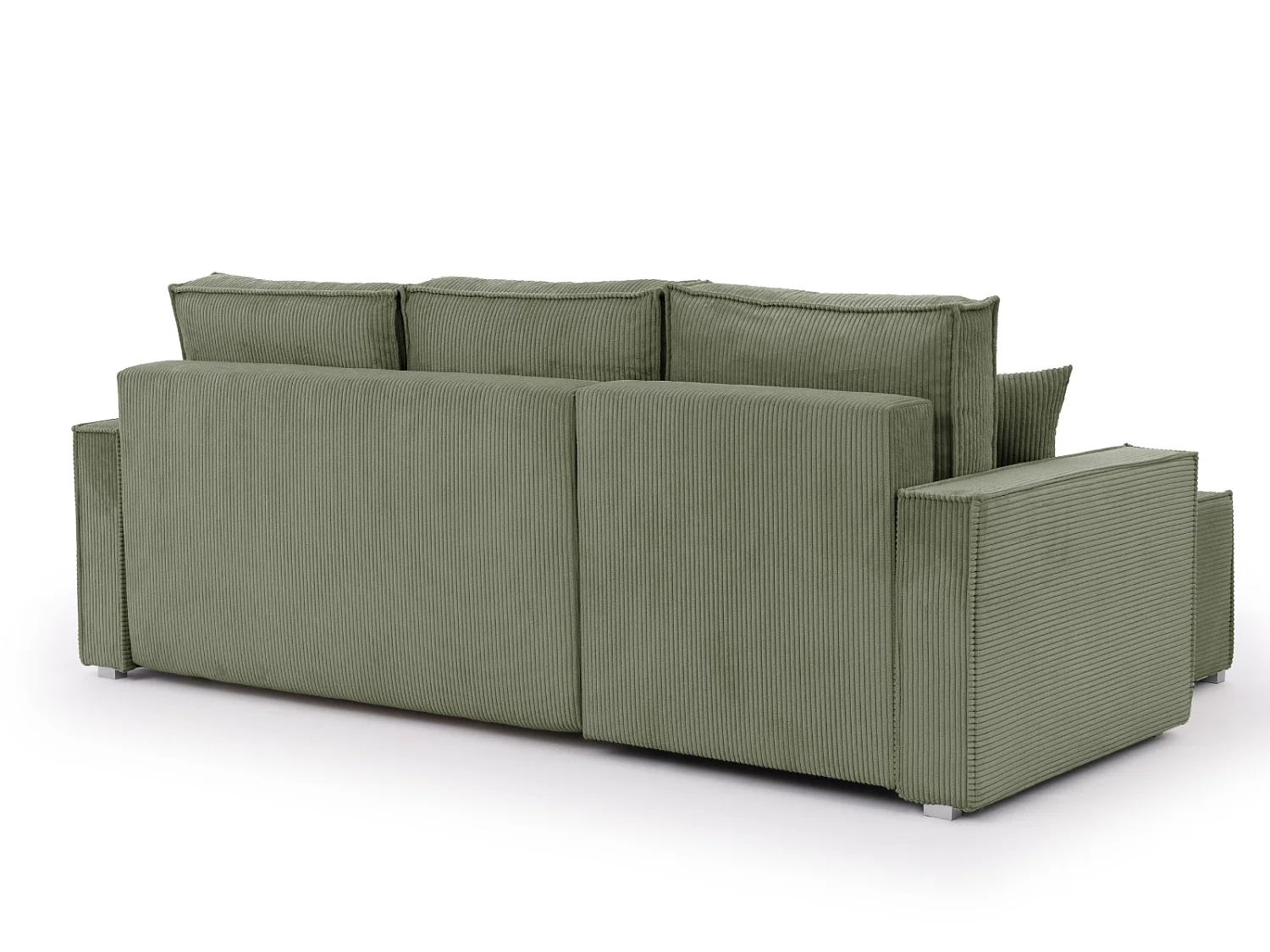 Canapé d’angle en tissu côtelé avec ressorts Bonnell, fonction couchage et coffre de rangement KORD