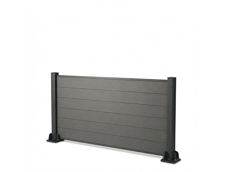 Kit clôture composite et aluminium sur platine L10.80 x H1m gris anthracite