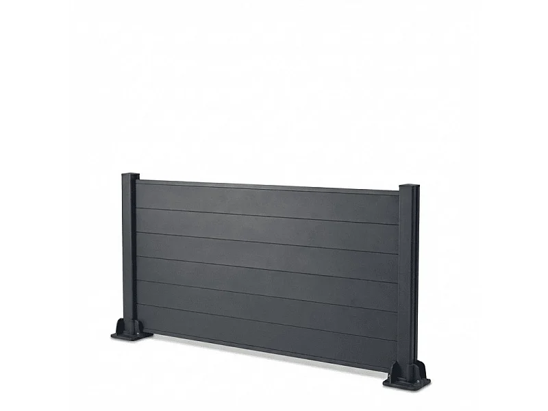 Kit clôture composite et aluminium sur platine L14.40m x H1m gris anthracite