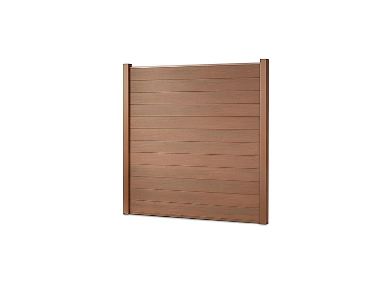 Kit complet clôture composite et aluminium à sceller H 1m80 L 7m20 marron teck