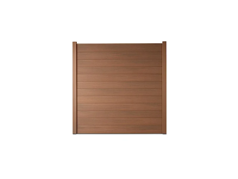 Kit complet clôture composite et aluminium à sceller H 1m80 L 18m marron teck