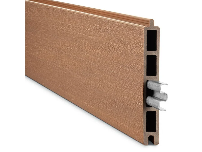 Kit complet clôture composite et aluminium à sceller H 1m80 L 18m marron teck