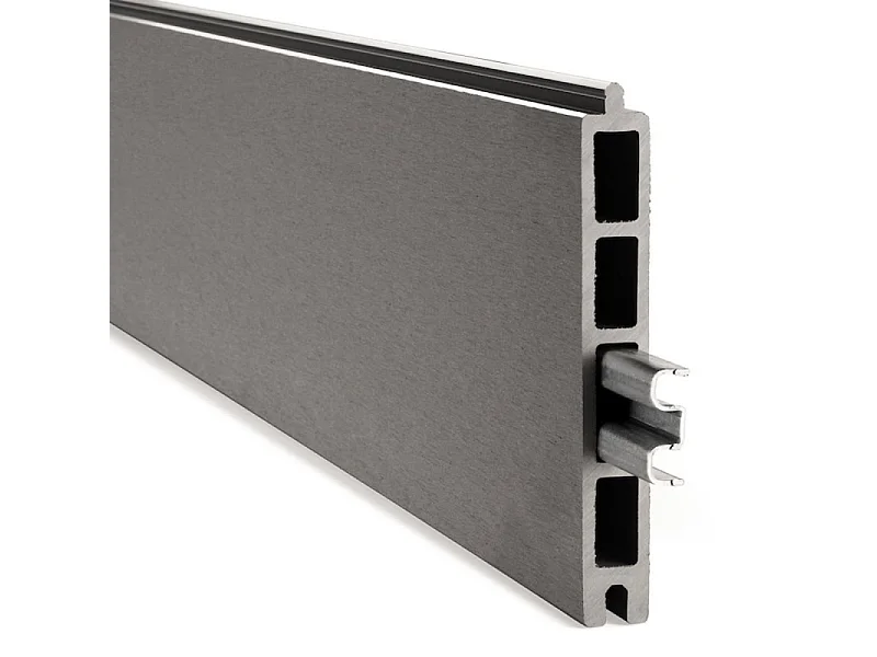 Kit clôture composite et aluminium sur platine L9m x H1 gris quartz