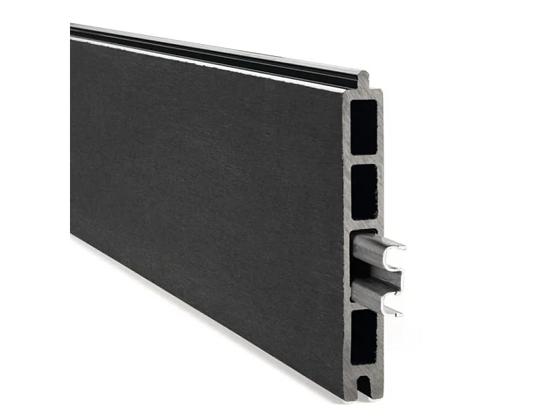 Kit clôture composite et aluminium sur platine L12.60m x H1m gris anthracite