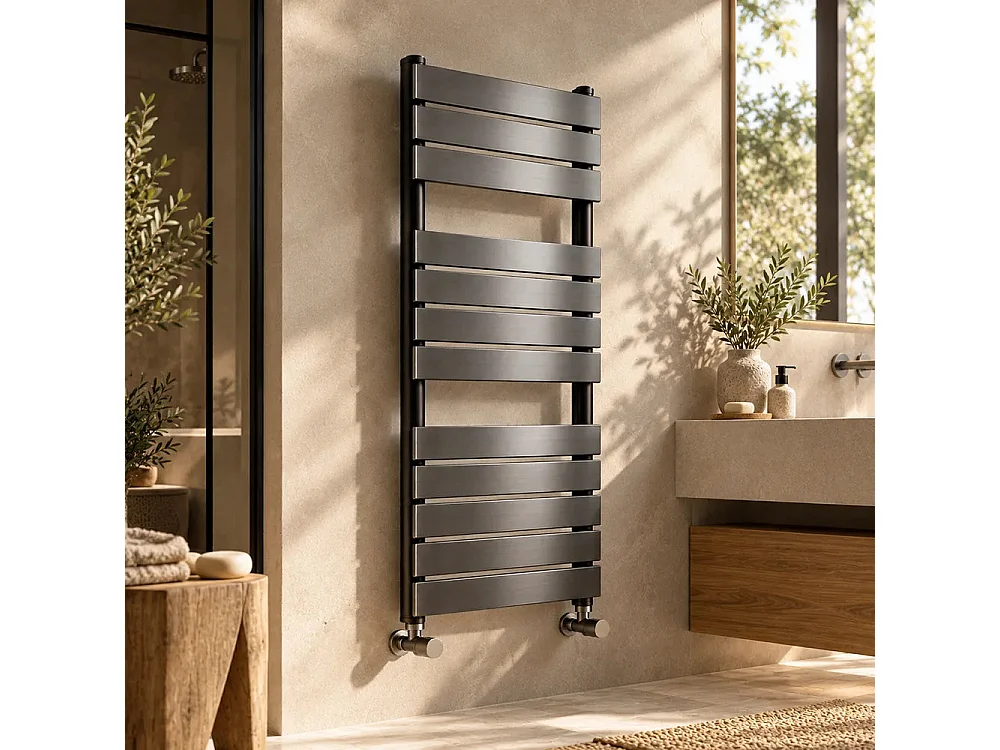 Tempo Style - Handdoekverwarmer 1200x500mm | 437W | 2216BTU 12-paneels radiator (3+4+5) Gunmetal
