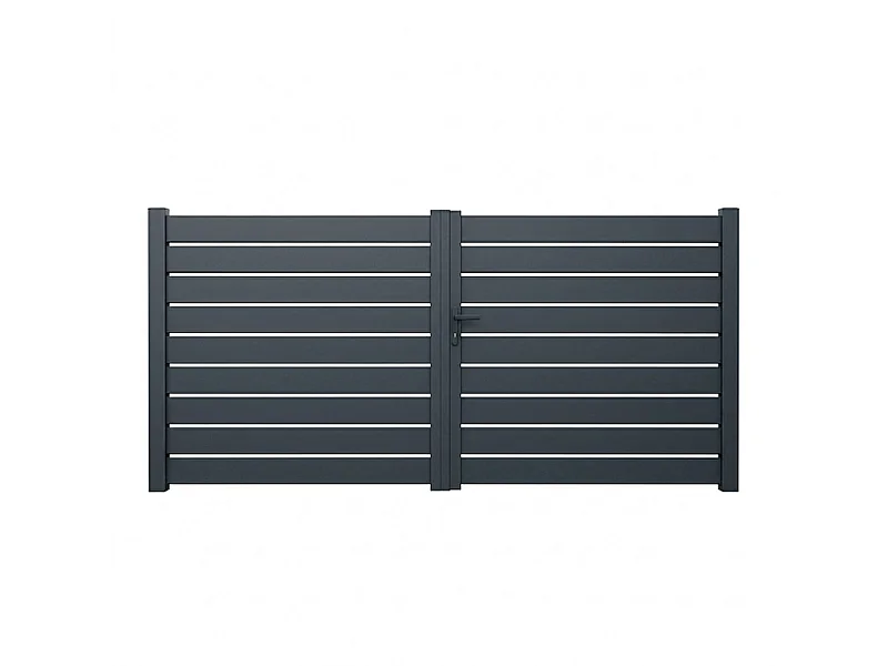 Portail battant aluminium ajouré H 1m60 x P 3m50 Gris 7016