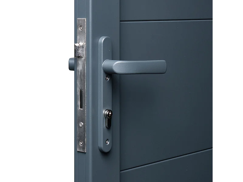 Portail battant aluminium plein lame XXL H 1m80 x P 3m50 Gris 7016