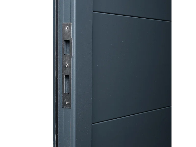 Portail battant aluminium plein lame XXL H 1m80 x P 3m50 Gris 7016