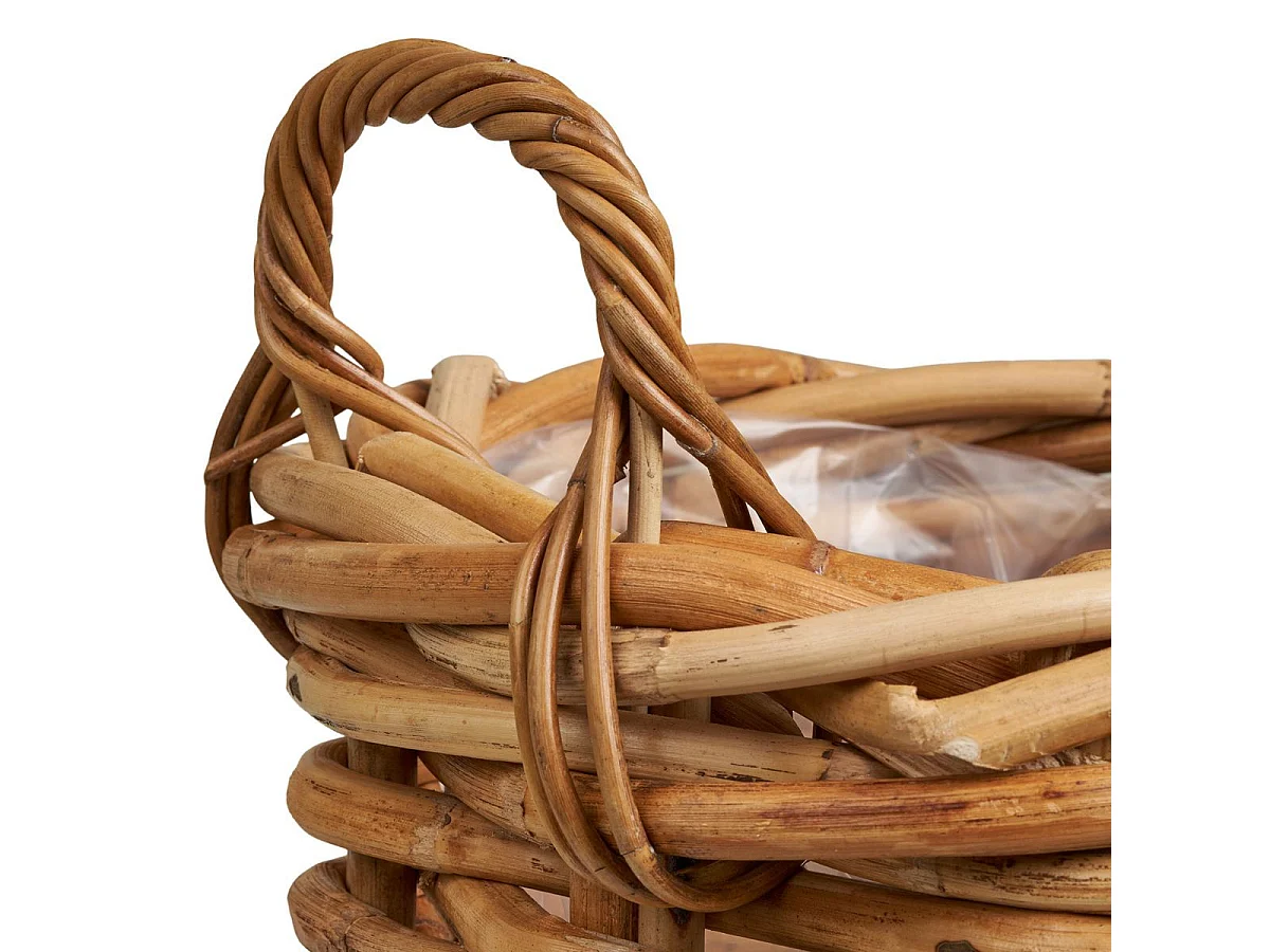 Lot de 3 paniers décoratifs en rotin naturel tressé avec anses - PRUNELLE