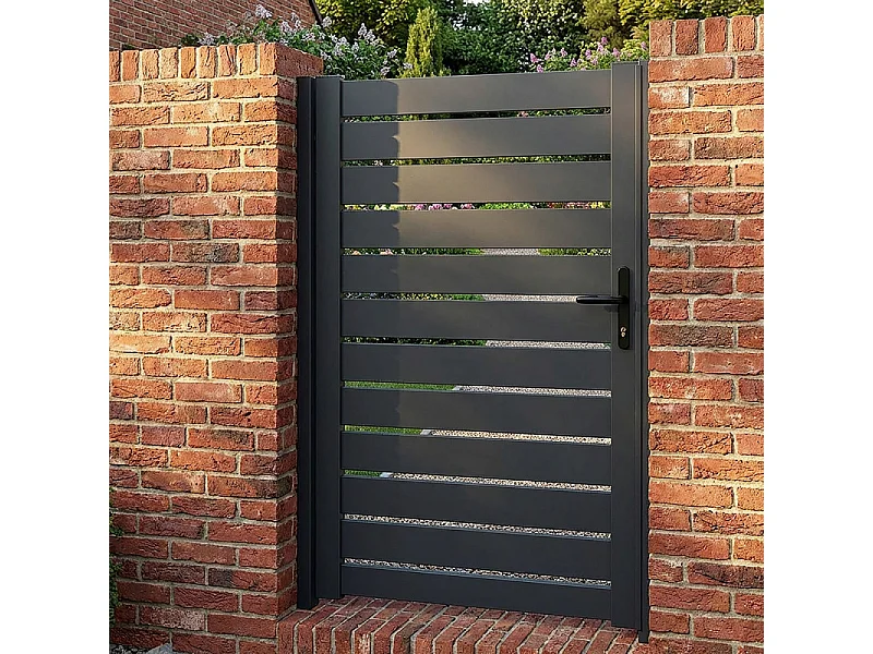 Portillon en aluminium ajouré H 1m60 x P 1m Gris 7016