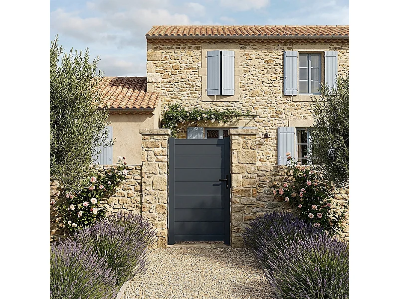 Portillon en aluminium plein lame XXL H 1m60 x P 1m Gris 7016