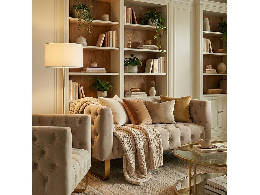 Grosvenor Armchair - Taupe Velvet - Brushed Brass Base