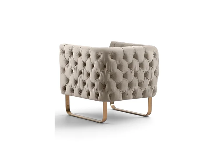 Grosvenor Armchair - Taupe Velvet - Brushed Brass Base