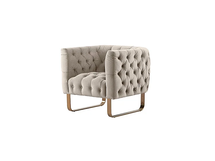 Grosvenor Armchair - Taupe Velvet - Brushed Brass Base