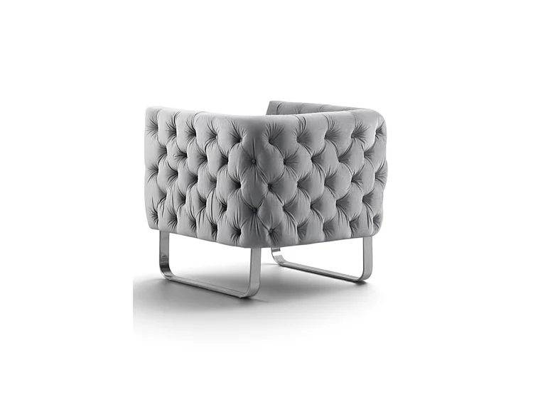 Grosvenor Armchair - Dove Grey Velvet - Brushed Stainless Steel Base