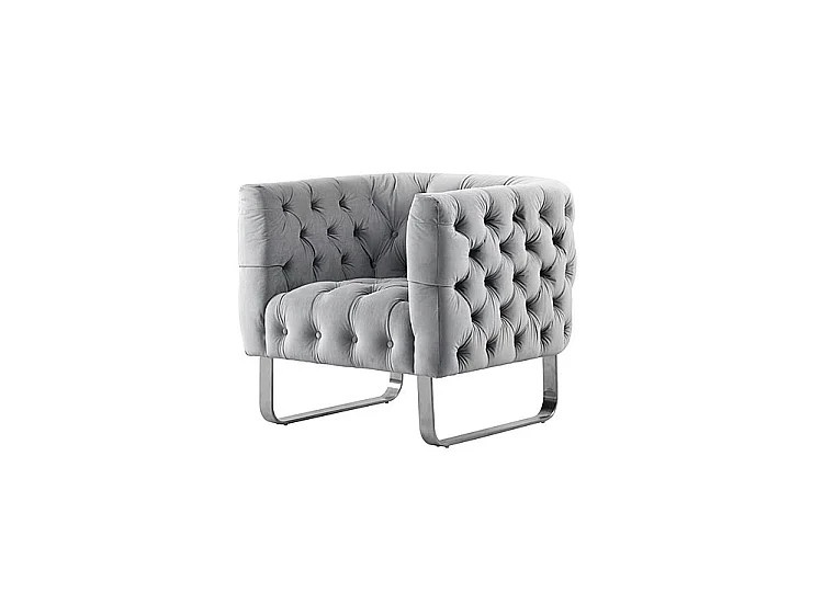 Grosvenor Armchair - Dove Grey Velvet - Brushed Stainless Steel Base
