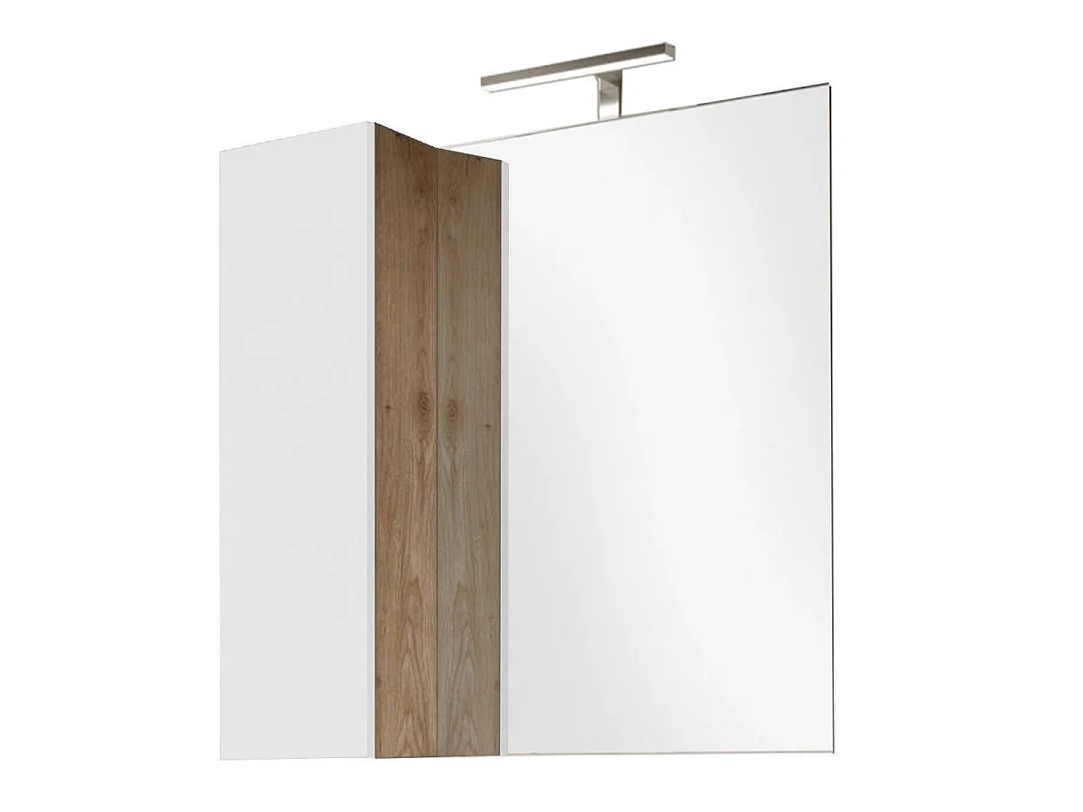 ARTURO - Meuble avec vasque 78cm + Miroir blanc et aspect bois Cadiz