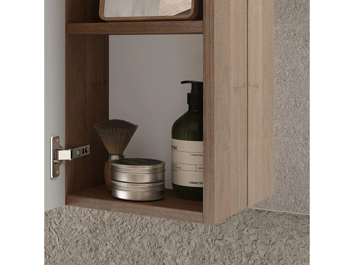 ARTURO - Meuble avec vasque 78cm + Miroir Cachemire et aspect bois Mercure