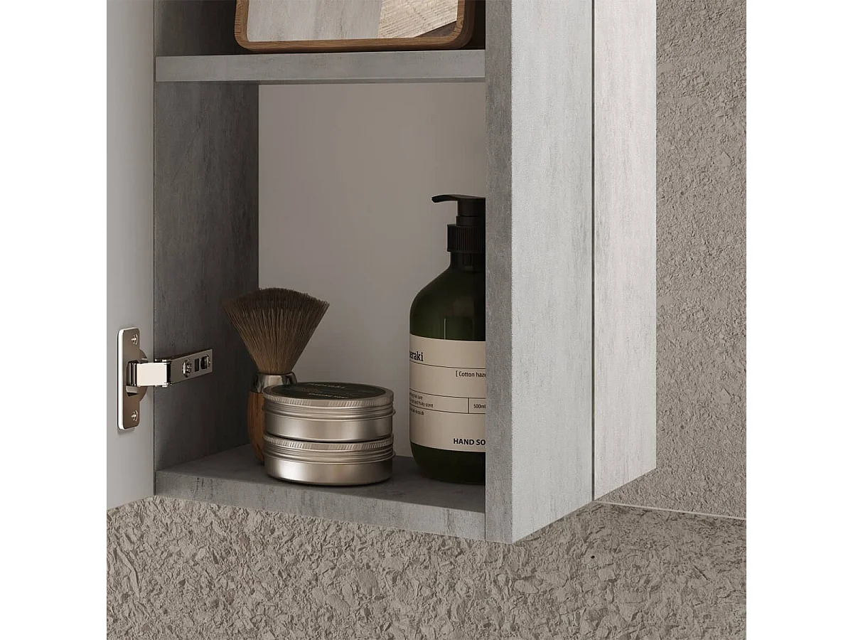 ARTURO - Meuble avec vasque 78cm + Miroir blanc et aspect béton