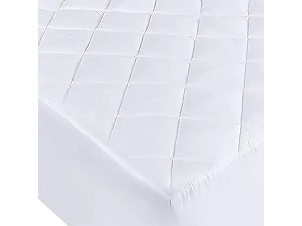 Protège matelas 90x190cm en polyester matelassé blanc bonnets de 35cm - BALTE