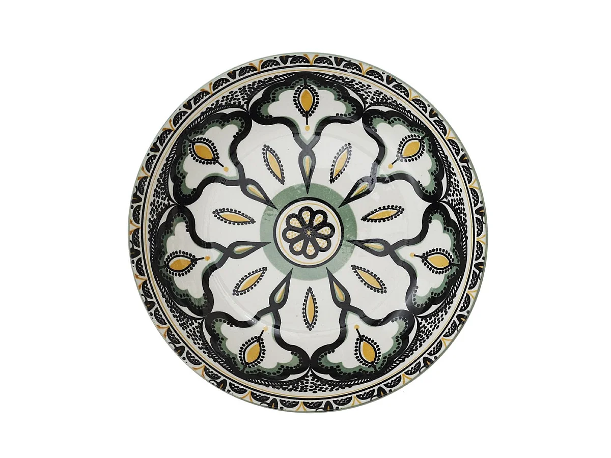 Set de 6 assiettes creuses en porcelaine vert mandala (Ø20cm) - MANDALA