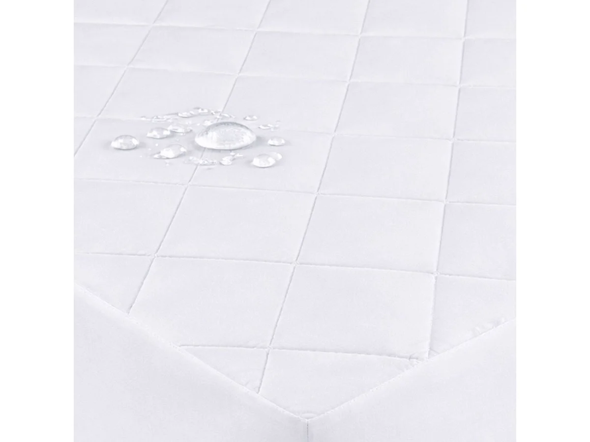 Protège matelas imperméable 90x190cm en polyester matelassé blanc bonnets de 35cm - BALTE