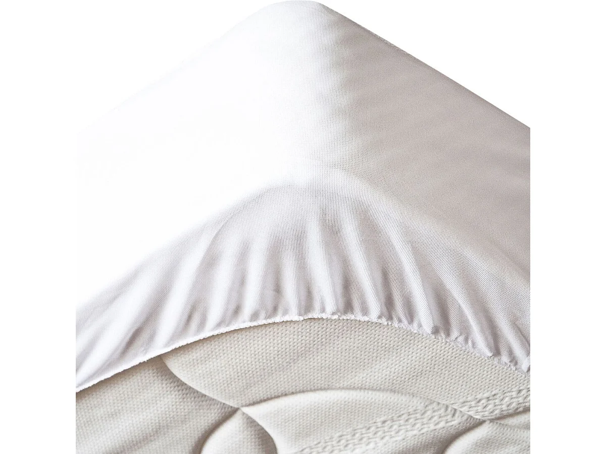 Protège matelas imperméable 90x190cm en polyester matelassé blanc bonnets de 35cm - BALTE