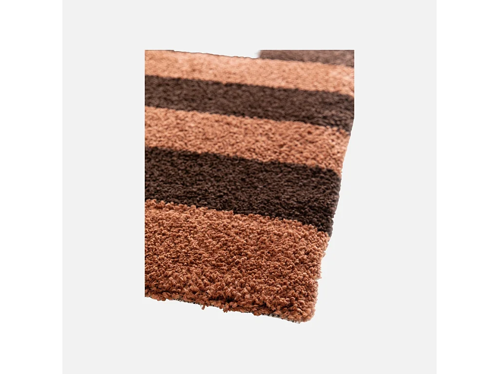 Tappeto da interno a righe marroni e terracotta, Novix, 290x200x3 cm